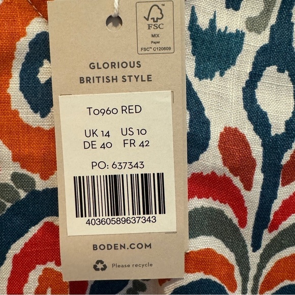 NWT Women’s Boden V Neck Linen Top Size 10 - Picture 4 of 6